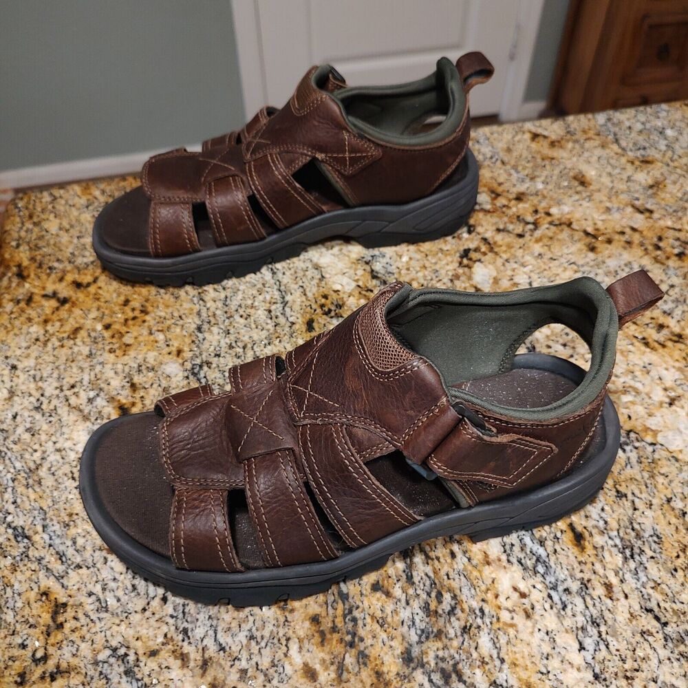 Rockport Rocklake Fisherman Sandals Brown Leather CI6849 Men's Size 8W EUC - Picture 4 of 12